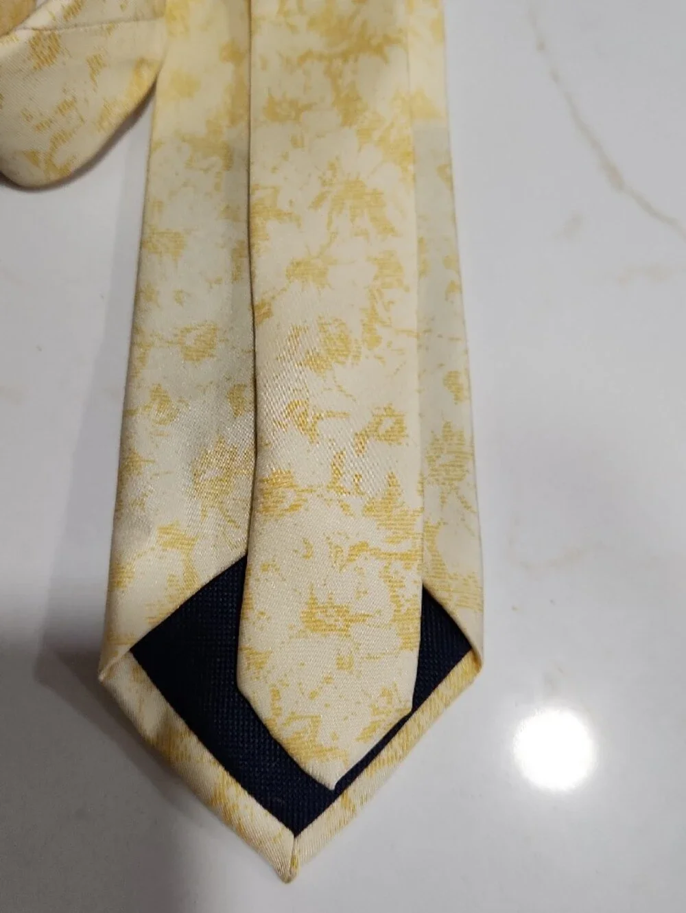 Michael Kors Cream Tie with Pale Yellow Floral Jacquard
